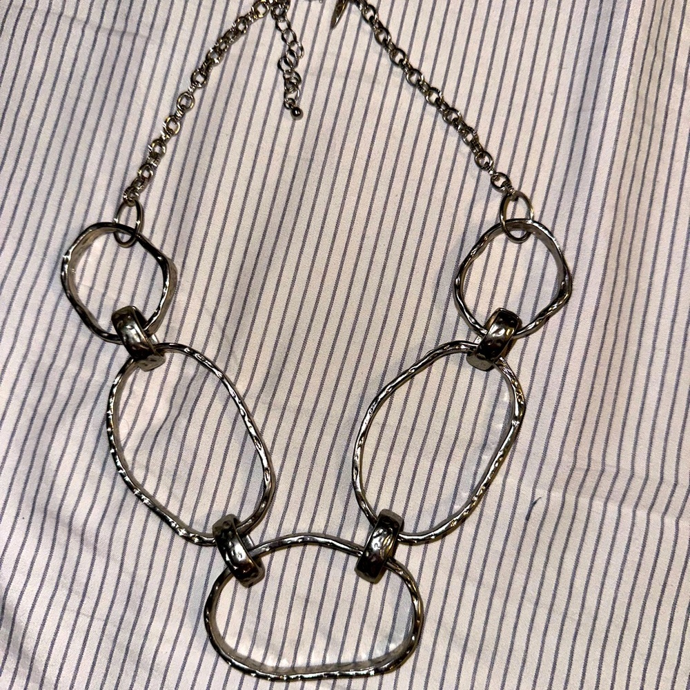 Beautiful beaten silver necklace.